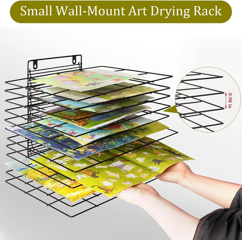 Lzttyee Art Drying Rack for Classroom Paint Drying Rack Small Art Drying Rack Wall Art Storage Rack with 12 Removable Shelves for Classrooms and Art Studios (Black, 12 Shelves) - Image 4